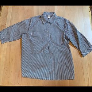 Blue & White Striped Blouse (1/4 buttons)